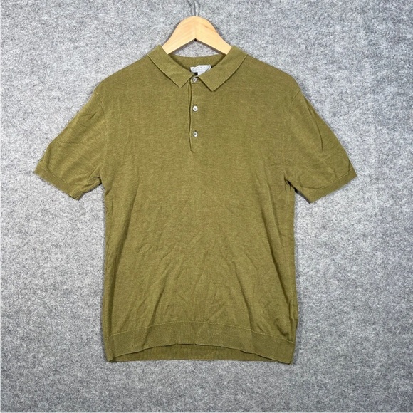 COS Other - COS Polo Size Small Mens Green Silk Blend Short Sleeve Collared Button Up Top